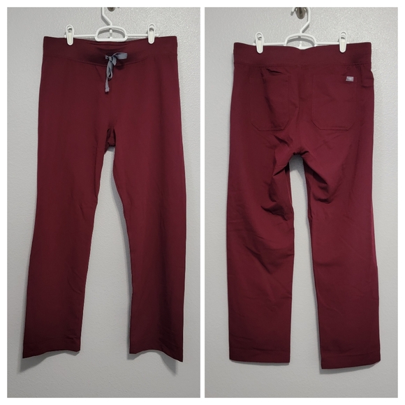 NWT Figs Livingston Basic Scrub Pants in Burgundy - Picture 2 of 5